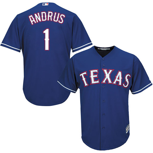 Rangers #1 Elvis Andrus Blue Cool Base Stitched Youth MLB Jersey